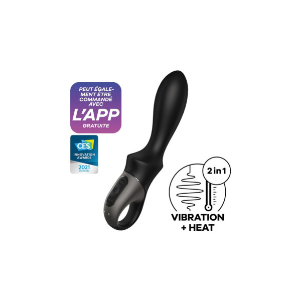 Vibromasseur noir USB, chauffant et connecté Heat Climax Satisfyer 